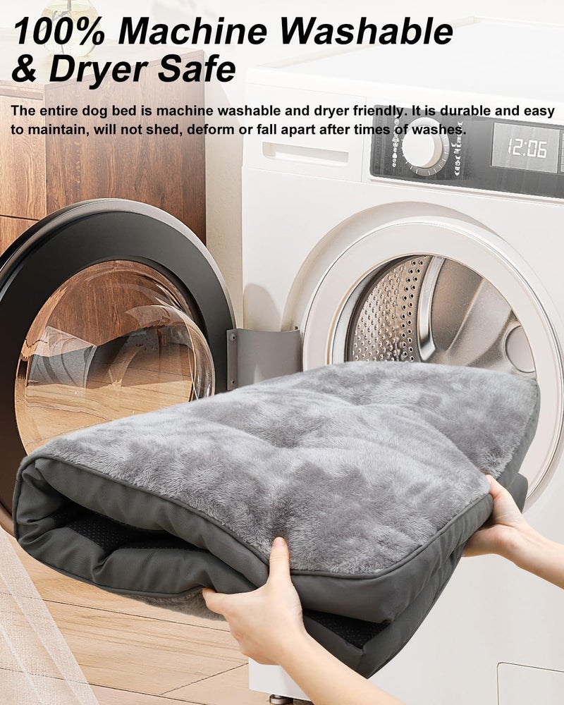 EMSLX Dog Bed for Crate Washable Dog Pad for Small Plush Dogs Kennel Pad Pet Sleeping Mat with Anti-Slip Bottom, 23x17 Inch, Grey - Image 4
